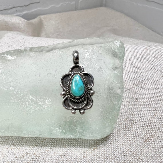 Turquoise Pendant Sterling Silver Native American… - image 1
