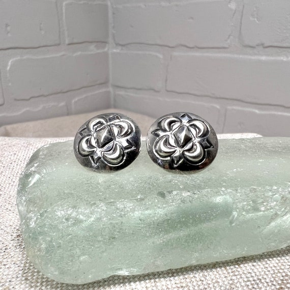 Sterling Silver Native Design Stud Earrings India… - image 1