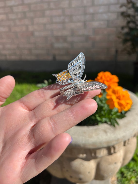 Vintage Butterfly Brooch Pin Germany Sterling Mov… - image 1