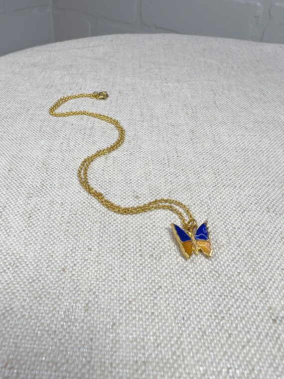 Mini Butterfly Gold Necklace Trifari Necklace Cha… - image 3