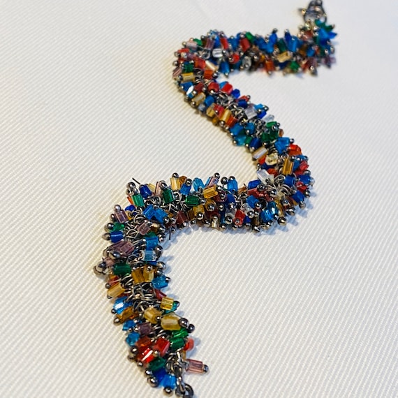 Beaded Charm Bracelet Chain Glass Beaded Dangle B… - image 2