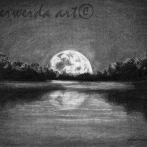 Pencil Drawing Print - The Night Walked Down - Day 48