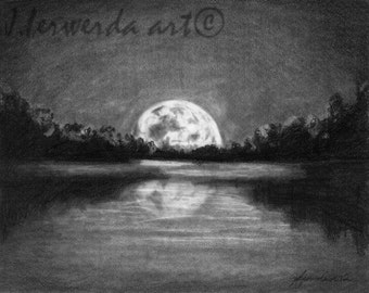 Pencil Drawing Print - The Night Walked Down - Day 48