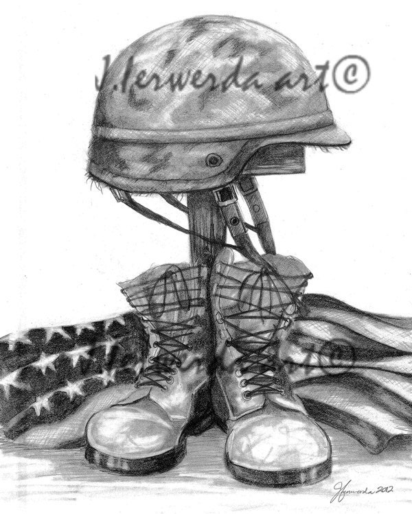  Impresión de dibujo a lápiz soldado Cross