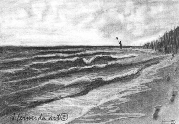 Impresión de dibujo de lápiz Olas de Isaac Día 185 - Etsy México