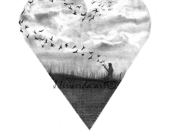 Pencil Drawing Print - Deep In Our Hearts - Day 294