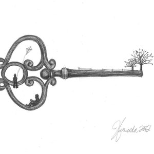 Pencil Drawing Print - Life&#39;s Key Day 358