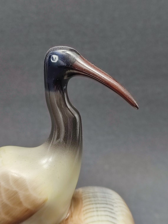 HELLOHAZA ハンガリー　ホロハーザ　鳥　置物 Hollohaza のトキの鳥のペアの磁器の置物 - ハンガリー - ミッド