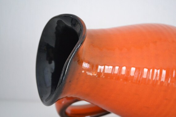 不明 オレンジ花瓶 B-48 - オランダ - ヴィンテージ レトロ 60 年代 70