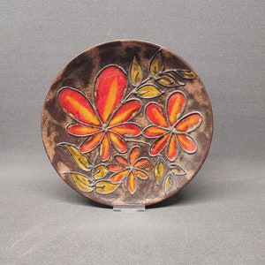Ruscha West German Fat Lava  wallplate / plate  -  decor flowers