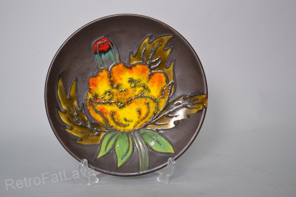 工芸品 Vintage Ruscha Fat Lava Wall Plate West German Fat Lava Wallplate by Ruscha - Flower - Etsy Canada