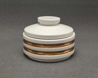 Edelstein Bavaria relief white/gold porcelain lidded jar No.977