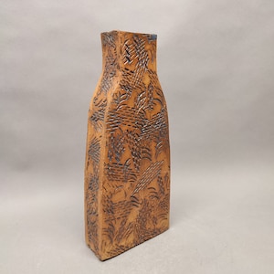 Beautiful Natural Colored Studio Vase - carved - Germany