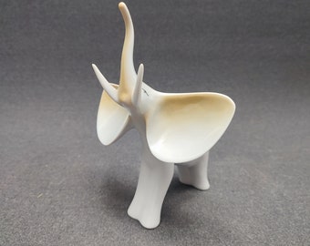 Hollohaza Elephant  porcelain figurine - Hungary -  mid century - Vintage