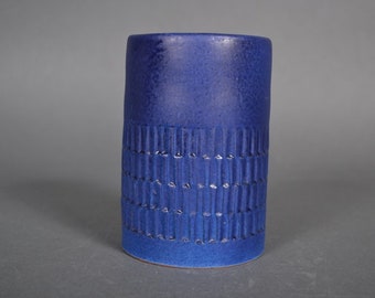 Lovely blue studio ceramic vase Signed  ,  Germany 68