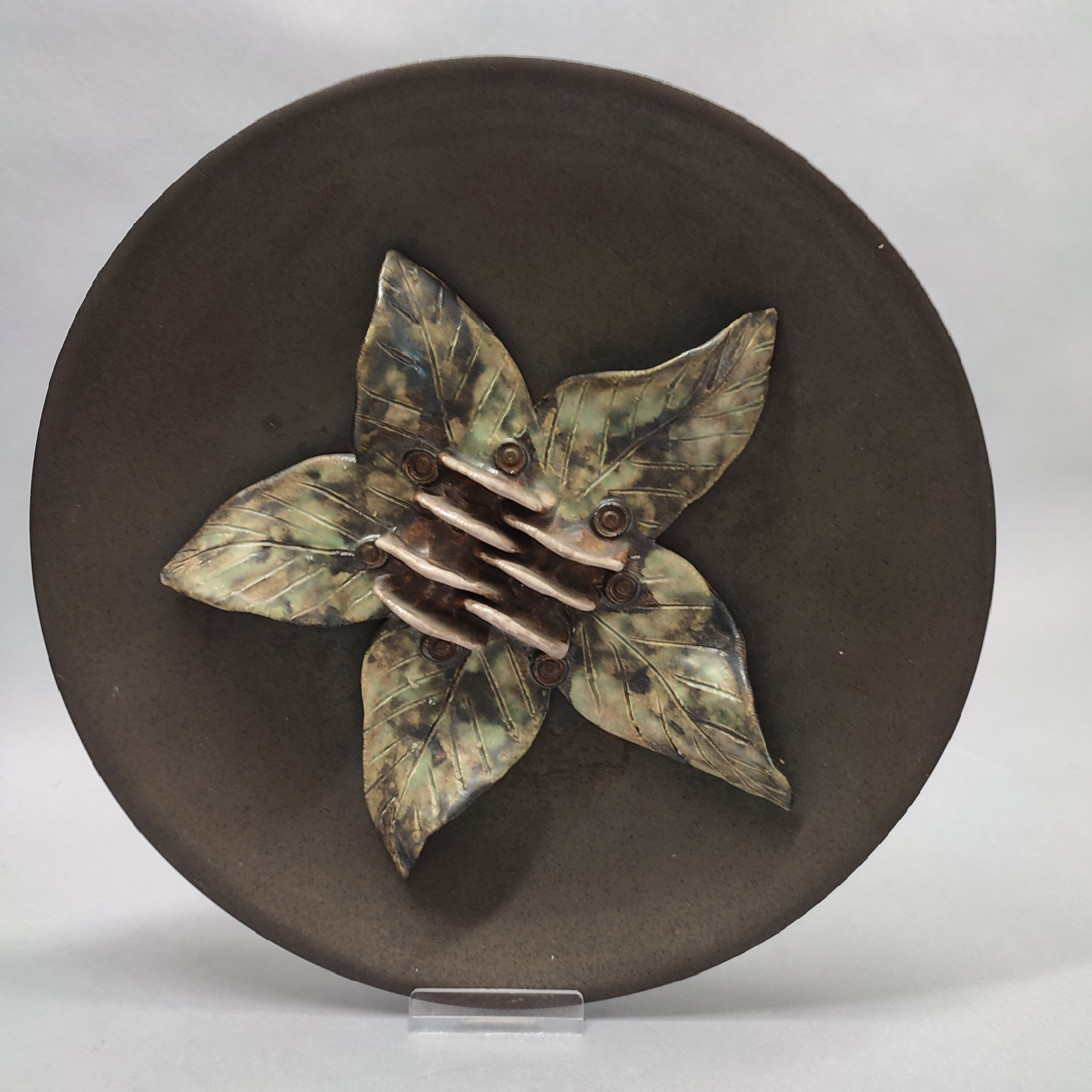 工芸品 Vintage Ruscha Fat Lava Wall Plate West German Fat Lava Wallplate by Ruscha - Sunflowers