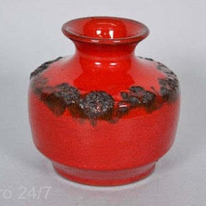 Red with black Fat Lava ceramic  vase