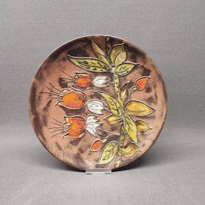 工芸品 Vintage Ruscha Fat Lava Wall Plate Vintage 60-70 RUSCHA KERAMIK Wall Plate Flower West German