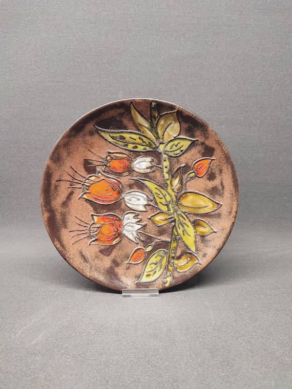 工芸品 Vintage Ruscha Fat Lava Wall Plate Ruscha West German Fat Lava Wallplate / Plate - Decor Flowers - Etsy