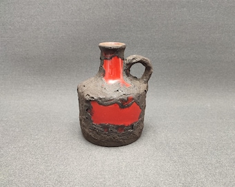 German keramik vase by Marei vase in black with red - 4300