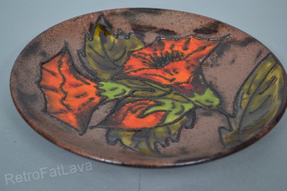 Ruscha West German Fat Lava Wallplate / Plate - Decor Flowers 717