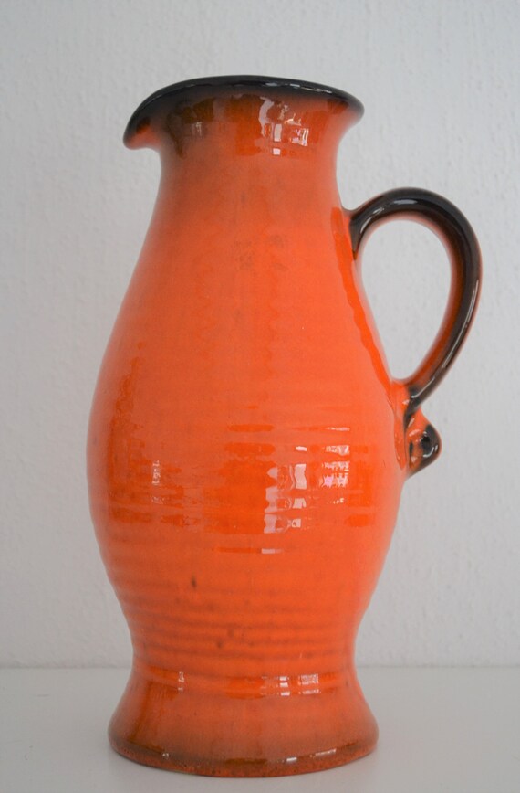 不明 オレンジ花瓶 B-48 - オランダ - ヴィンテージ レトロ 60 年代 70