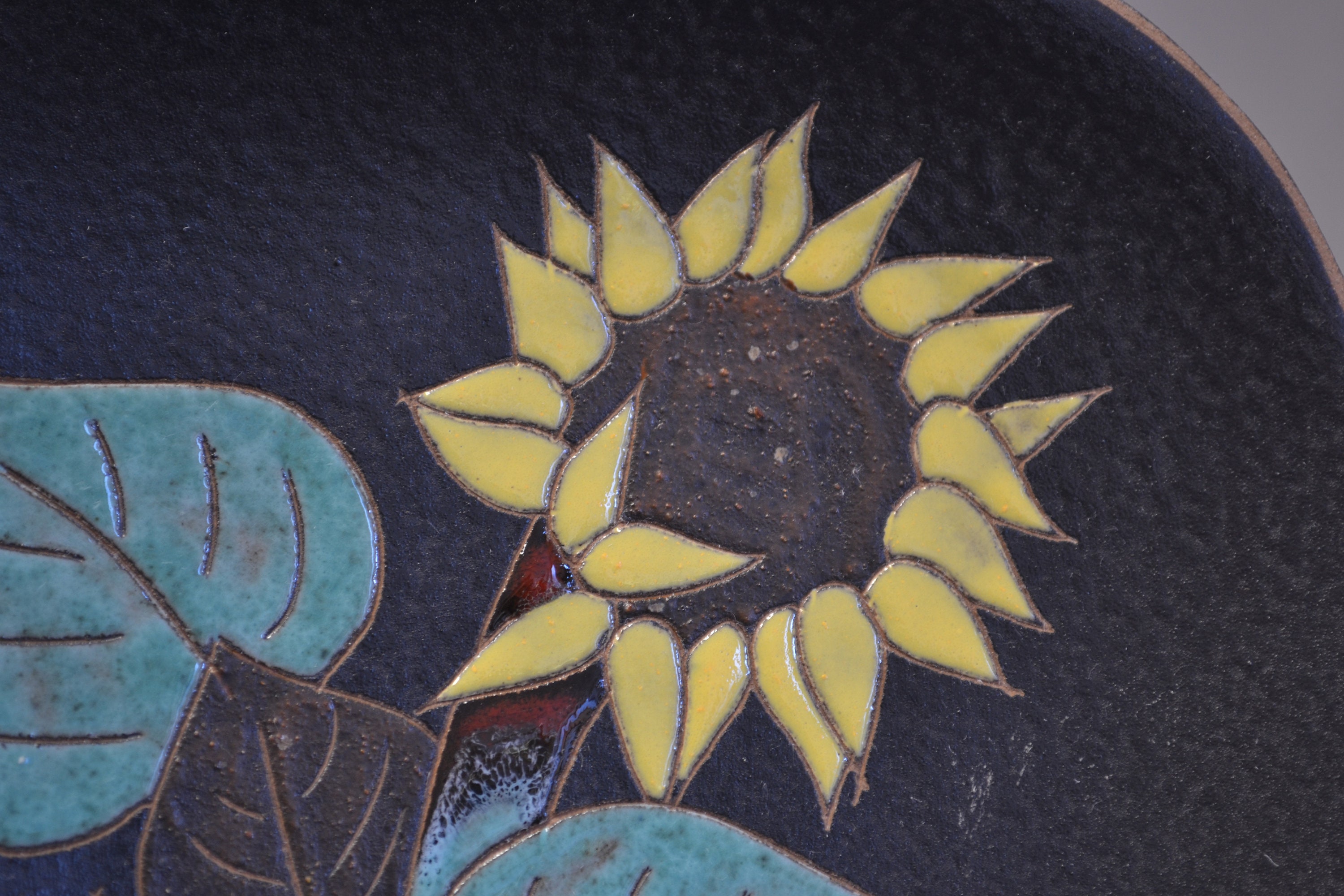 West German Fat Lava Wallplate by Ruscha - Sunflowers