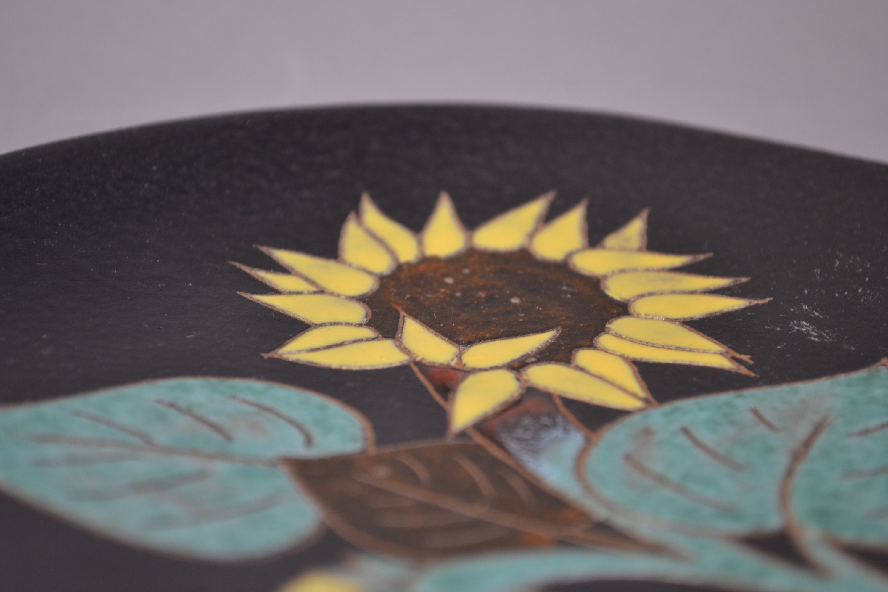 工芸品 Vintage Ruscha Fat Lava Wall Plate West German Fat Lava Wallplate by Ruscha - Sunflowers