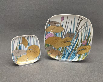 Set of 2 Rosenthal porcelain plates - Alain Le Foll  - Seerosen  (Fleurs du Lac) -  Germany - Studio Linie -