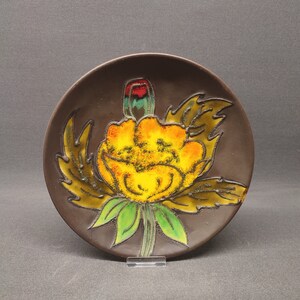 工芸品 Vintage Ruscha Fat Lava Wall Plate Vintage 60-70 RUSCHA KERAMIK Wall Plate Flower West German