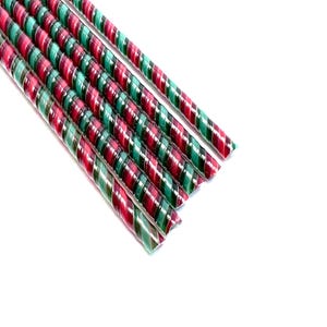 SIX 10-inch Bullseye Glass COE 90 - Christmas Twisties - Fusible Vitrigraph Glass Twisties - Set 20