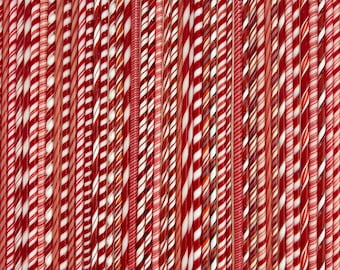 Bullseye Glass COE 90 - Fusible Twistie Canes - FIVE 10 inch - Red/White Variety