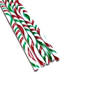FIVE-10 Inch - Bullseye Glass COE 90 - Christmas Twisties - Fusible Vitrigraph Glass Twisties - Set 21