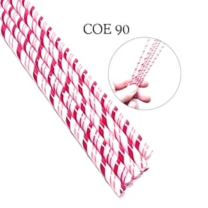 Bullseye Glass COE 90 Twisties - Bastón de caramelo clásico - Cinco de 10 pulgadas - Fusible