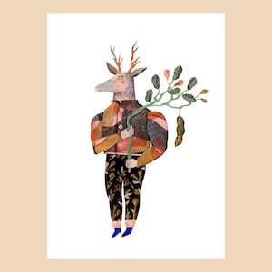 Carte de luxe, format A5, Cerf costumé, Portraits de cerf, Animaux habillés