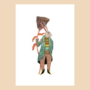 Carte de luxe, format A5, Lapin costumés, Portraits de Lapin, Animaux habillés
