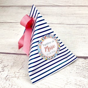 Box Berlingots of dragees with navy and Liberty stripes, choice of colors
