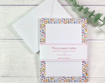 Set of Liberty writing paper, 16 Liberty sheets with or without envelopes, gift for girl's birthday, communion, Christmas