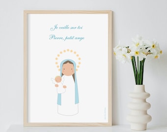 Affiche Vierge Marie et ange, cadeau deuil périnatal, pour une Mam'ange (décès de bébé pendant la grossesse, ou à l'accouchement)