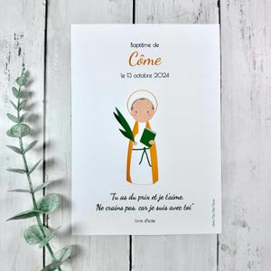 Affichette Saint Patron façon Peg, cadeau de naissance ou de baptême catholique, cadeau prénom bébé
