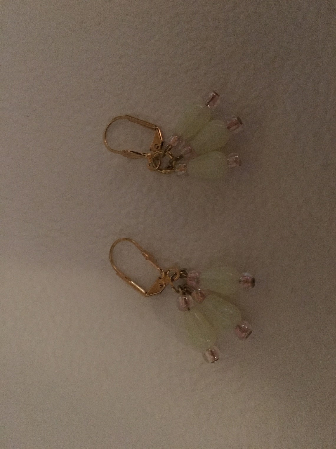 Vaseline Glass Dangle Earrings Etsy