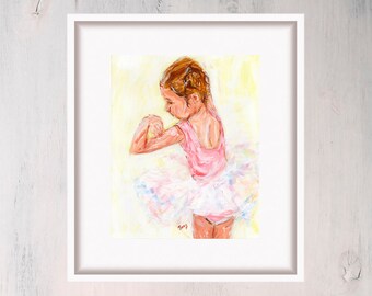 Baby Ballerina Print Children Artwork Dancer Poster Kids Wall Art Large Art Print by TonyGallery