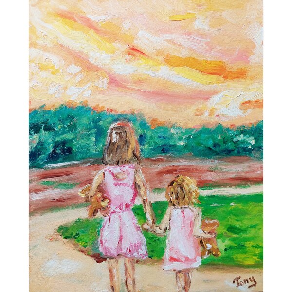 Two Sisters Painting Etsy
