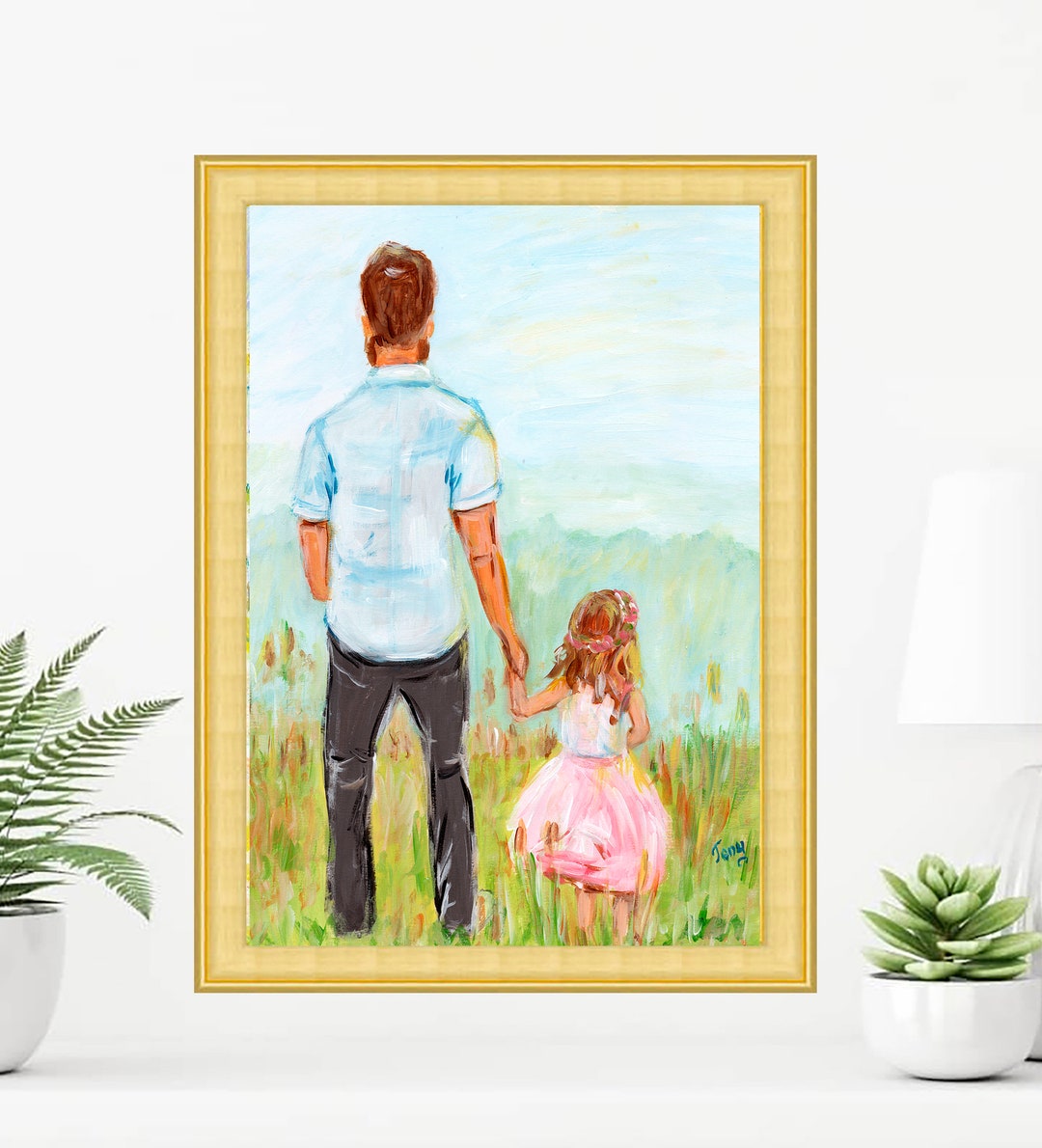 Father and Daughter Acrylic Painting Family Print Original Art ...