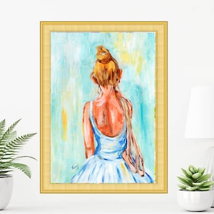 Bailarina Niña Acrílico Pintura Niños Imprimir Arte Original Niño Bailarín Cartel Ballet Zapatos Arte Mural por TonyGallery