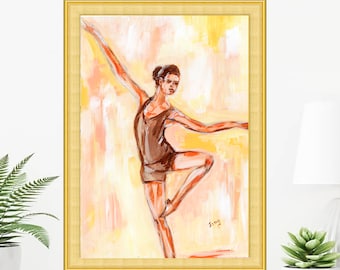 Dancer Woman Acrylic Painting Figurative Original Art Ballet Poster Large Wall Art by TonyGallery