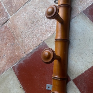 Vintage, French, Wooden, 4 Peg, Hat Rack, Towel Rack, Coat Rack, Wall Mounted, Boho, Rustic, country house antique faux bamboo style hooks