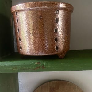 Antique French Pottery Cheese strainer mold France vintage rural rustic primitive faisselle drainer old country kitchen dairy kitchenalia