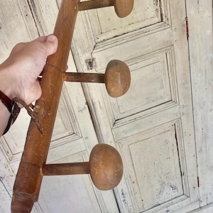Vintage, French, Wooden, 4 Peg, Hat Rack, Towel Rack, Coat Rack, Wall Mounted, Boho, Rustic, country house antique faux bamboo style hooks