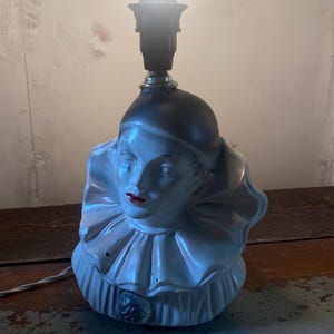 vintage French Pierrot table lamp clown light 1960a 1970s kitsch regi